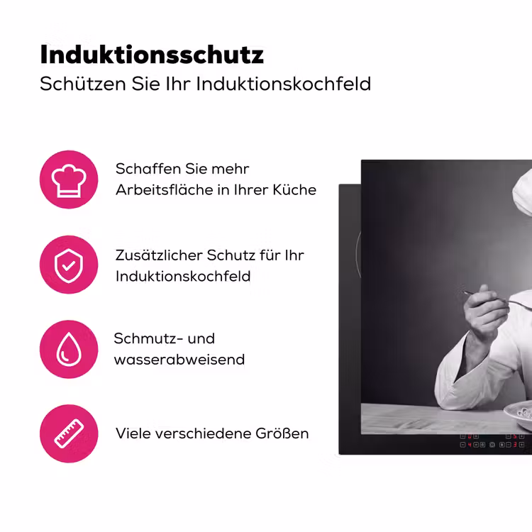 Chef - Spaghetti - Pasta Inductie beschermer vinyl 3mm klein -zzzzzzz-lf-ups