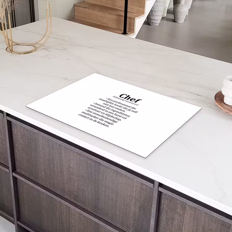Kok - Definitie - Chef - Koken - Keuken - Spreuken - Woordenboek Inductie beschermer vinyl 3mm klein -sfeer8