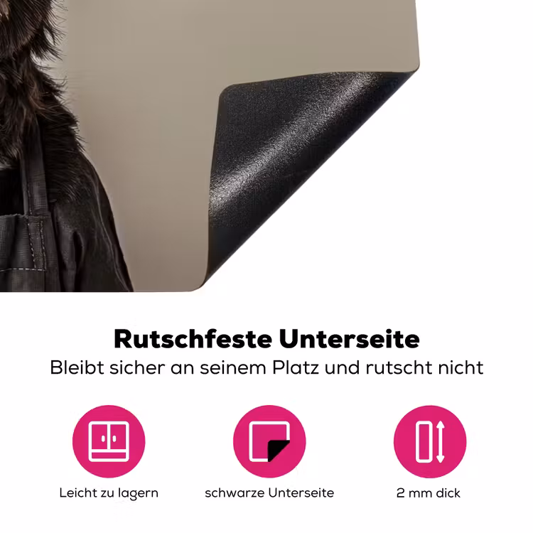 Kokskleding - Zwart - Hondje Inductie beschermer vinyl 3mm klein -zzzzzzz-lf-onderkant