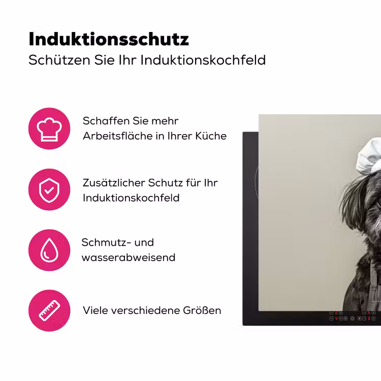 Kokskleding - Zwart - Hondje Inductie beschermer vinyl 3mm klein -zzzzzzz-lf-ups