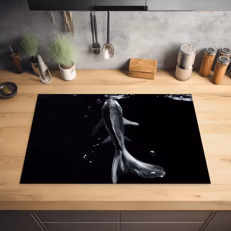 Koi - Vissen - Water - Zwart Inductie beschermer vinyl 3mm klein -sfeer5