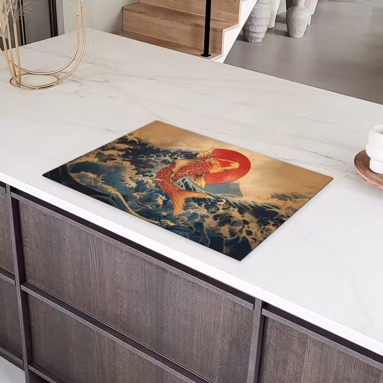 Koi - Zee - Golven - Zon Inductie beschermer vinyl 3mm klein -sfeer8