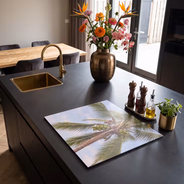 Kokosnoot - Boom - Tropisch - Natuur - Groen Inductie beschermer vinyl 3mm middel -sfeer5
