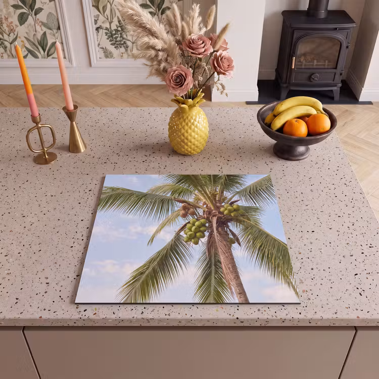 Kokosnoot - Boom - Tropisch - Natuur - Groen Inductie beschermer vinyl 3mm middel -sfeer3