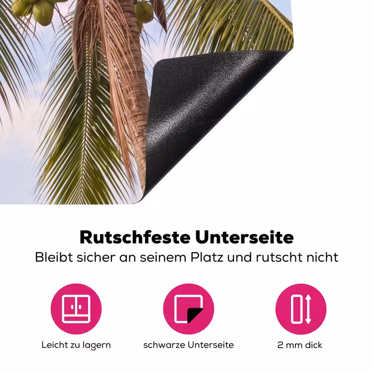 Kokosnoot - Boom - Tropisch - Natuur - Groen Inductie beschermer vinyl 3mm middel -zzzzzzz-lf-onderkant