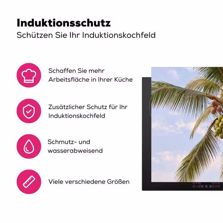 Kokosnoot - Boom - Tropisch - Natuur - Groen Inductie beschermer vinyl 3mm middel -zzzzzzz-lf-ups