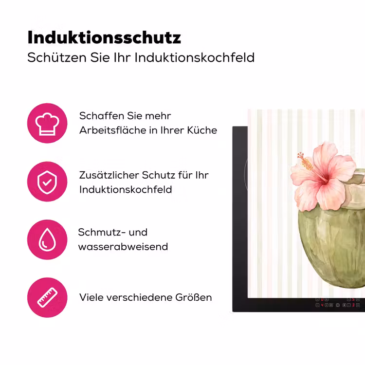 Kokosnoot - Drank - Tropisch - Illustratie - Zomer Inductie beschermer vinyl 3mm middel -zzzzzzz-lf-ups