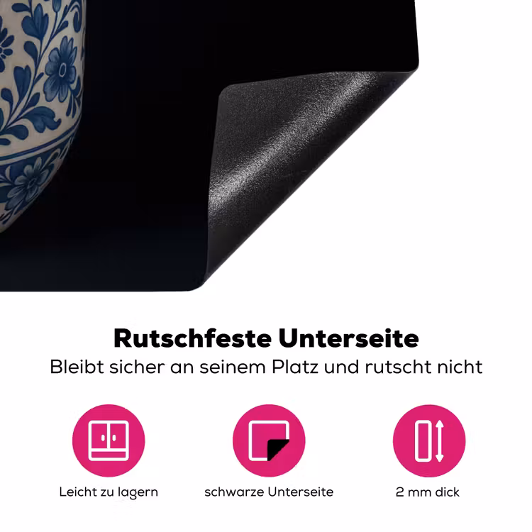 Kokosnoot - Eten - Delfts blauw - Drinken Inductie beschermer vinyl 3mm klein -zzzzzzz-lf-onderkant