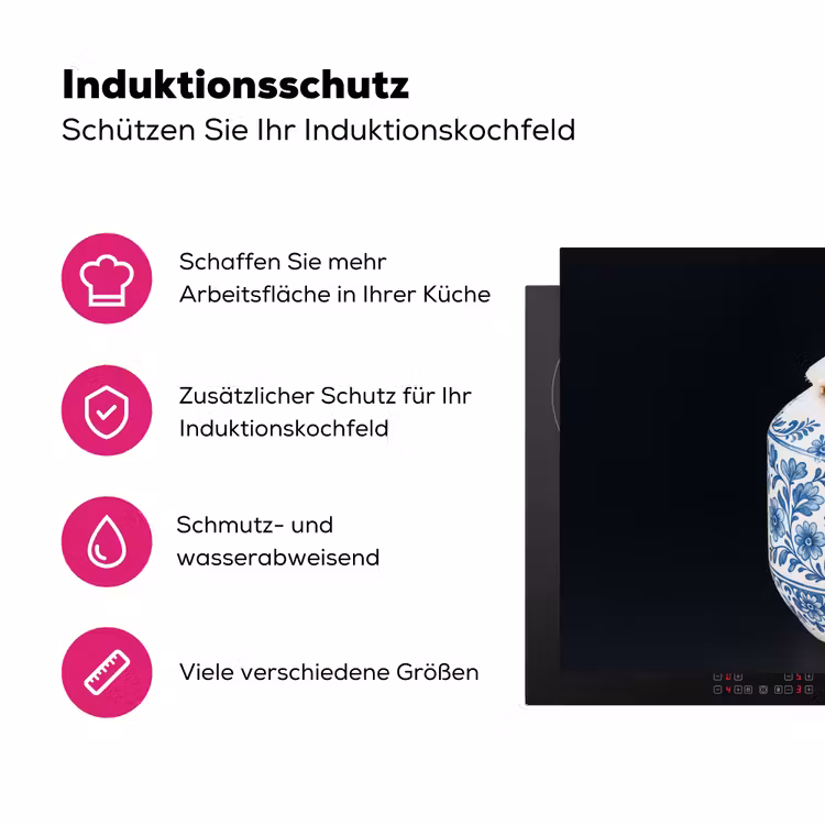 Kokosnoot - Eten - Delfts blauw - Drinken Inductie beschermer vinyl 3mm klein -zzzzzzz-lf-ups