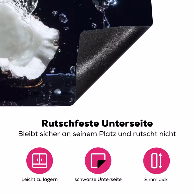 Kokosnoot - Stilleven - Water - Zwart - Fruit Inductie beschermer vinyl 3mm klein -zzzzzzz-lf-onderkant
