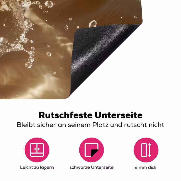 Kokosnoot - Water - Beige - Spetters Inductie beschermer vinyl 3mm klein -zzzzzzz-lf-onderkant