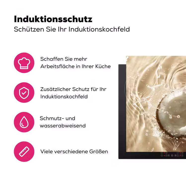 Kokosnoot - Water - Beige - Spetters Inductie beschermer vinyl 3mm klein -zzzzzzz-lf-ups