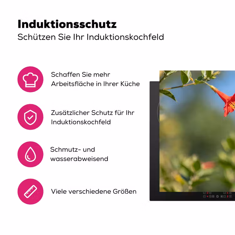 Kolibrie - Bloem - Natuur - Groen Inductie beschermer vinyl 3mm klein -zzzzzzz-lf-ups
