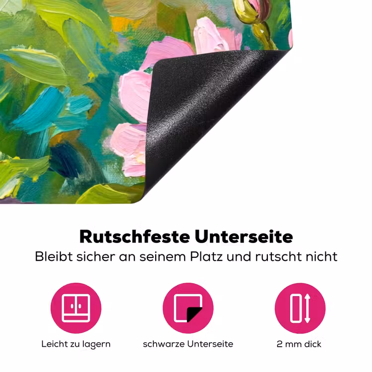 Kolibrie - Bloemen - Natuur - Kleurrijk Inductie beschermer vinyl 3mm klein -zzzzzzz-lf-onderkant
