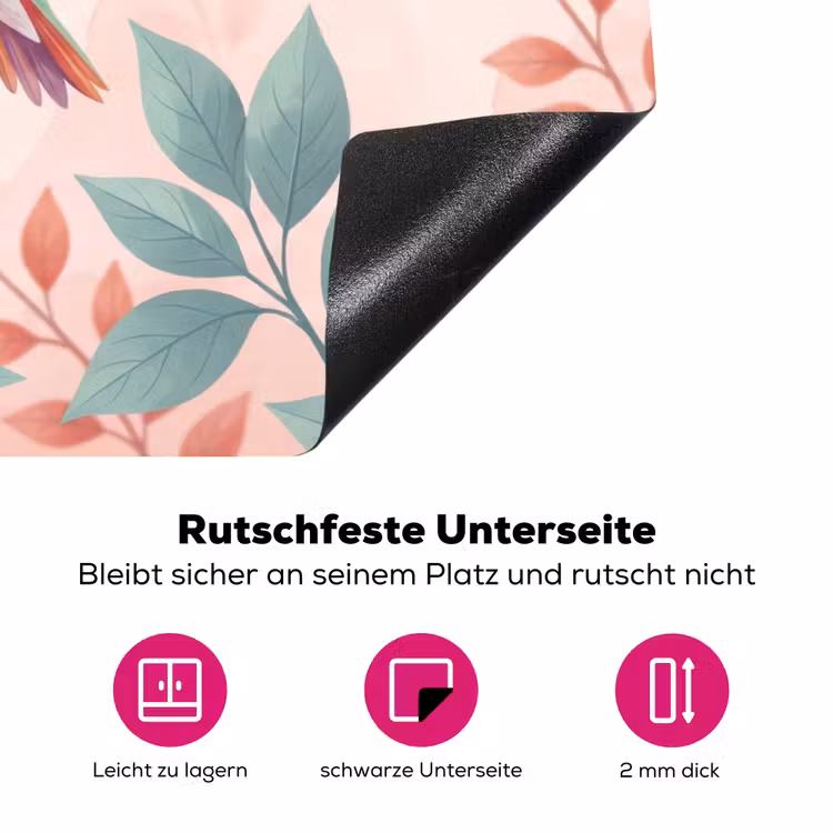 Kolibrie - Vliegen - Natuur - Illustratie - Kleurrijk Inductie beschermer vinyl 3mm klein -zzzzzzz-lf-onderkant