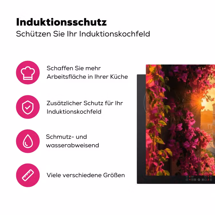 Colosseum - Rome - Roze Bloemen Inductie beschermer vinyl 3mm klein -zzzzzzz-lf-ups