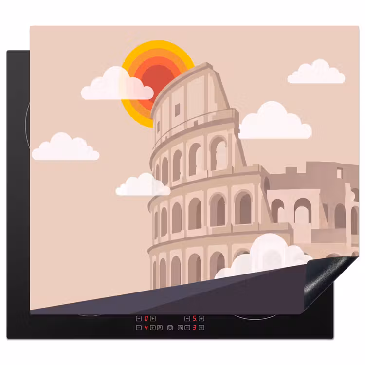 Colosseum - Zonsopgang - Rome - Architectuur - Beige Inductie beschermer vinyl 3mm middel -3d