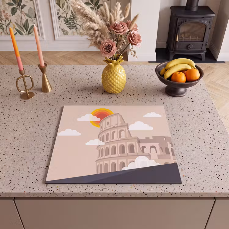 Colosseum - Zonsopgang - Rome - Architectuur - Beige Inductie beschermer vinyl 3mm middel -sfeer3