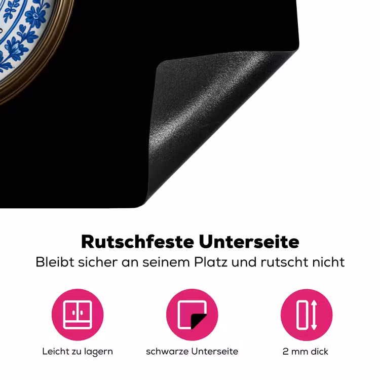 Kompas - Delfts blauw - Zwart Inductie beschermer vinyl 3mm klein -zzzzzzz-lf-onderkant