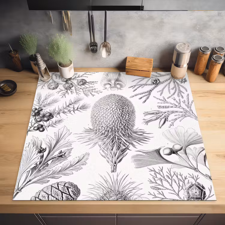 Coniferen - Ernst Haeckel - Kunst - Retro - Illustratie - Natuur Inductie beschermer vinyl 3mm middel -sfeer5