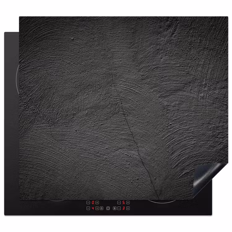 Beton print - Industrieel - Zwart Inductie beschermer vinyl 3mm middel -3d