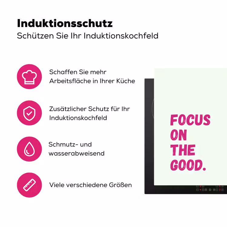 Focus on the good - Beige - Roze Inductie beschermer vinyl 3mm klein -zzzzzzz-lf-ups
