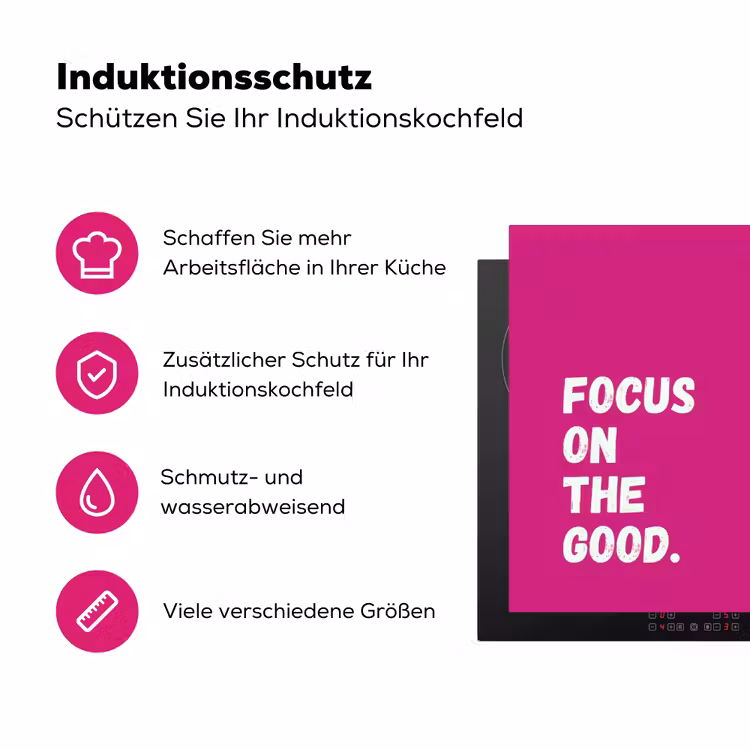 Focus on the good - Roze - Simple Inductie beschermer vinyl 3mm klein -zzzzzzz-lf-ups