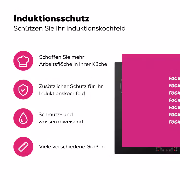 Focus on the good - Roze - wit Inductie beschermer vinyl 3mm klein -zzzzzzz-lf-ups
