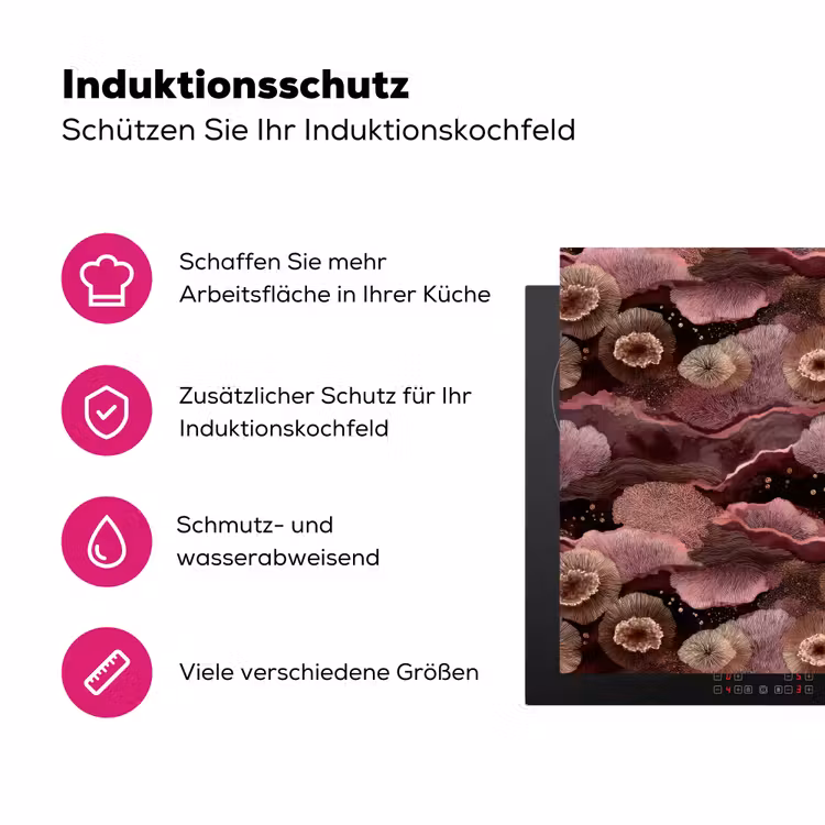 Koraal - Organisch - Roze Inductie beschermer vinyl 3mm klein 276 -zzzzzzz-lf-ups
