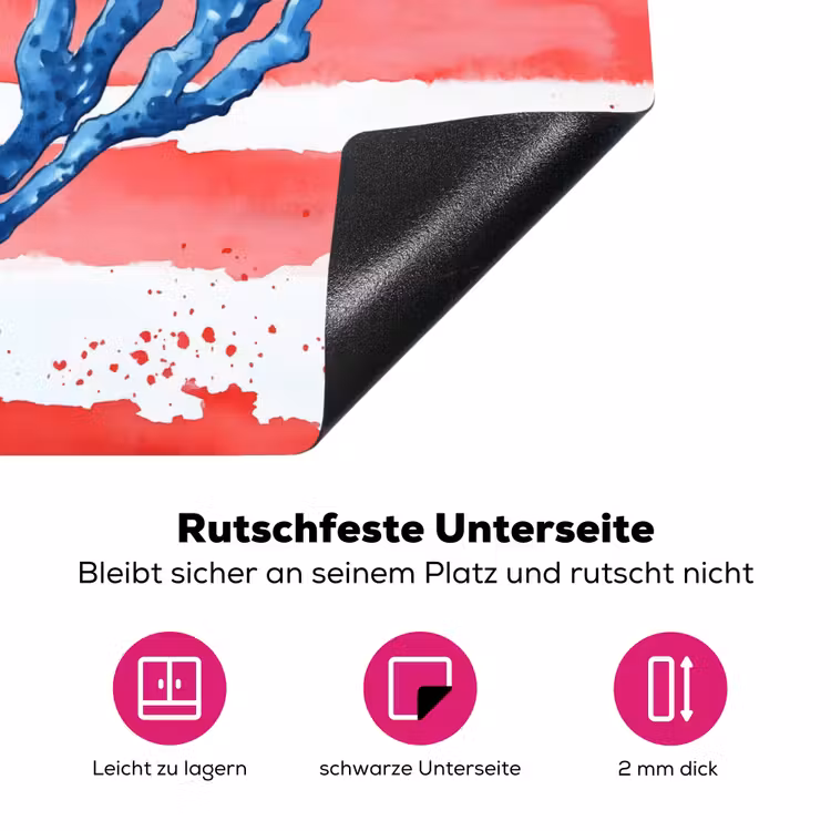 Koraal - Verfstructuur - Rood - Blauw Inductie beschermer vinyl 3mm klein -zzzzzzz-lf-onderkant