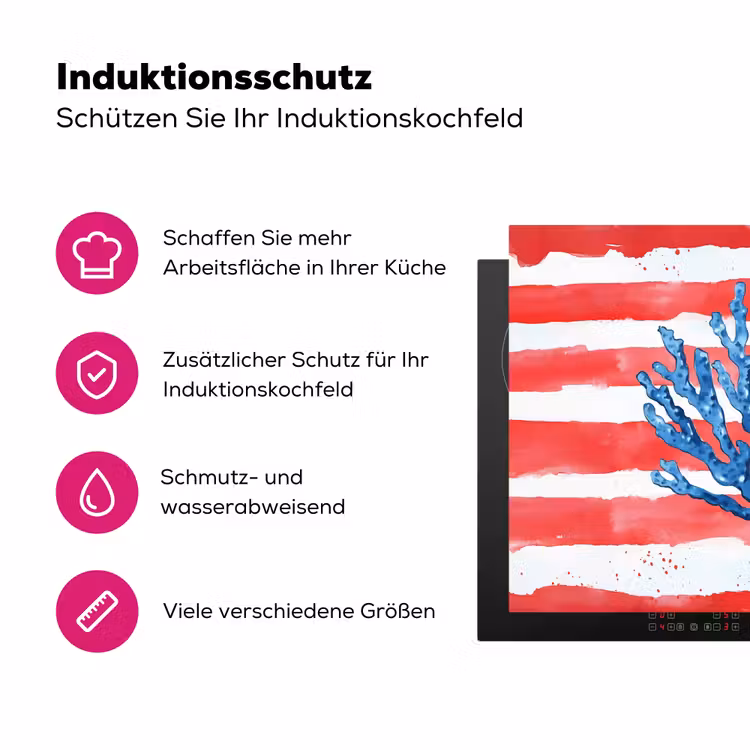 Koraal - Verfstructuur - Rood - Blauw Inductie beschermer vinyl 3mm klein -zzzzzzz-lf-ups