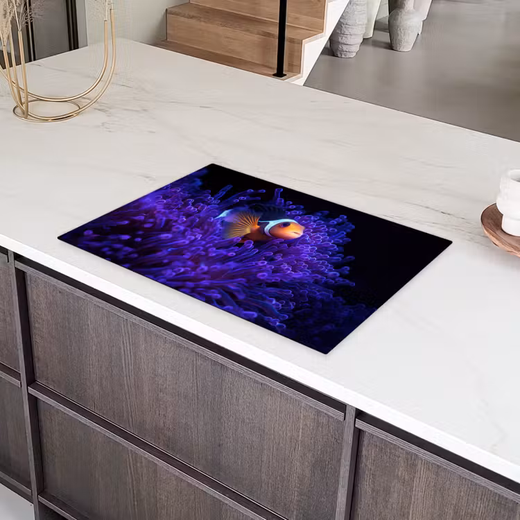 Koraal - Vis - Oranje - Zee Inductie beschermer vinyl 3mm klein -sfeer8