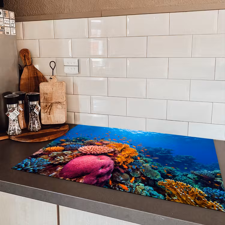 Koraal - Vissen - Oceaan - Natuur - Kleurrijk Inductie beschermer vinyl 3mm klein -sfeer3