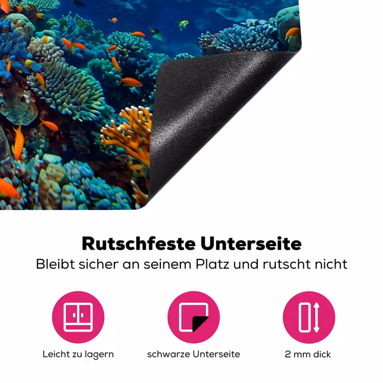 Koraal - Vissen - Oceaan - Natuur - Kleurrijk Inductie beschermer vinyl 3mm klein -zzzzzzz-lf-onderkant