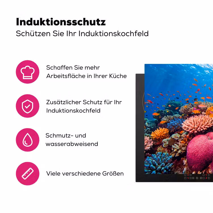 Koraal - Vissen - Oceaan - Natuur - Kleurrijk Inductie beschermer vinyl 3mm klein -zzzzzzz-lf-ups
