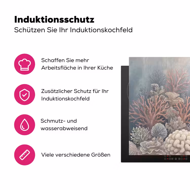 Koraal - Zeeleven - Onderwater - Illustratie - Natuur Inductie beschermer vinyl 3mm klein -zzzzzzz-lf-ups