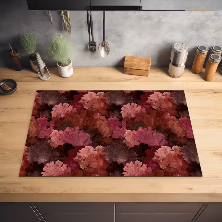 Koraal - Textuur - Kleurrijk Inductie beschermer vinyl 3mm klein 276 -sfeer5