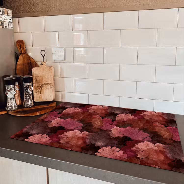 Koraal - Textuur - Kleurrijk Inductie beschermer vinyl 3mm klein 276 -sfeer3