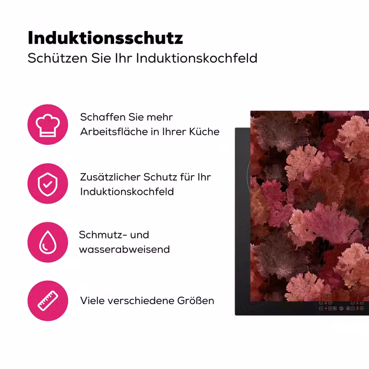 Koraal - Textuur - Kleurrijk Inductie beschermer vinyl 3mm klein 276 -zzzzzzz-lf-ups