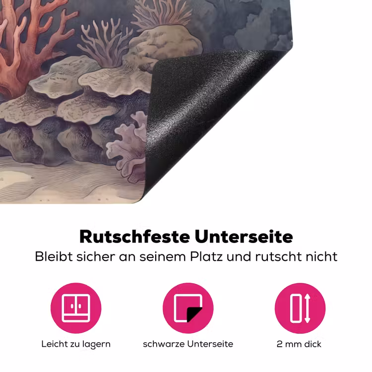 Koraal - Onderwater - Natuur - Roze Inductie beschermer vinyl 3mm klein -zzzzzzz-lf-onderkant