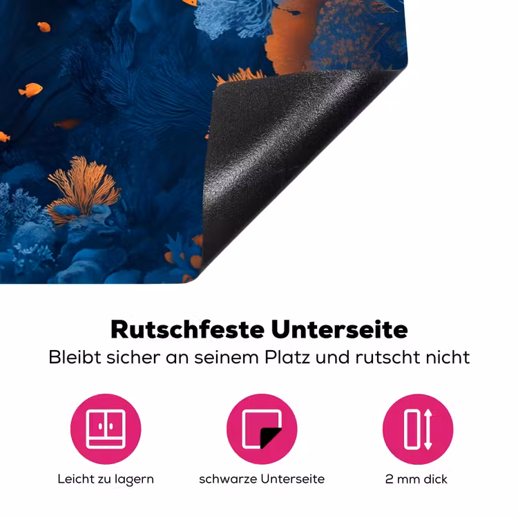 Koraalrif - Vissen - Oceaan - Blauw Inductie beschermer vinyl 3mm klein -zzzzzzz-lf-onderkant