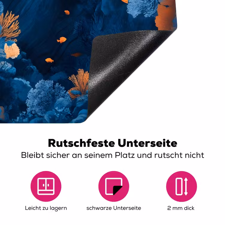 Koraalrif - Vissen - Oceaan - Blauw Inductie beschermer vinyl 3mm middel -zzzzzzz-lf-onderkant