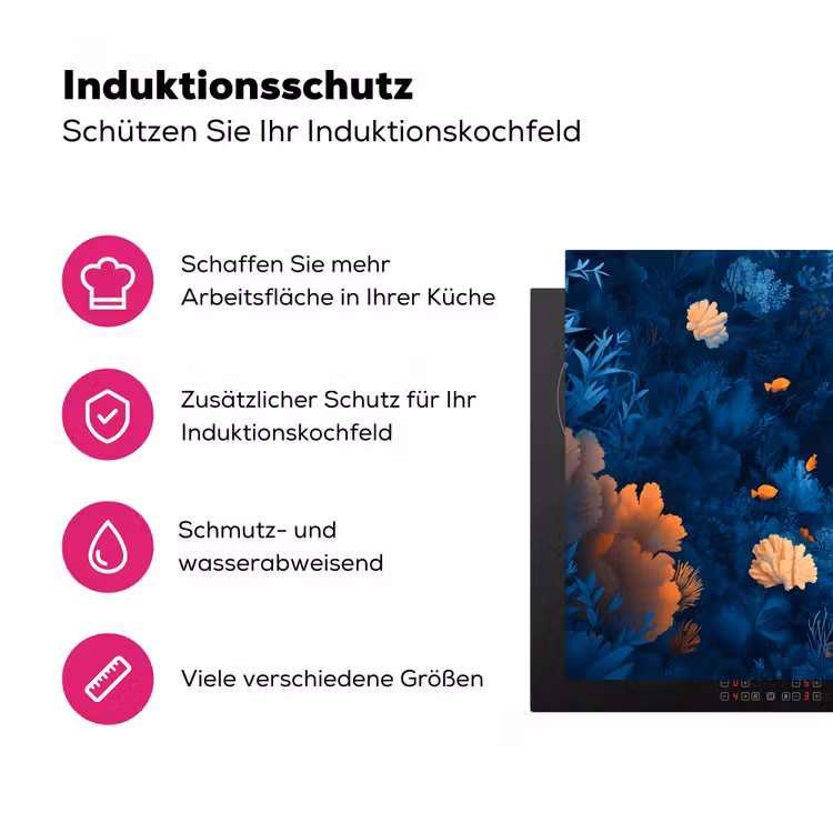 Koraalrif - Vissen - Oceaan - Blauw Inductie beschermer vinyl 3mm klein -zzzzzzz-lf-ups