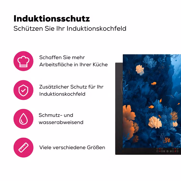 Koraalrif - Vissen - Oceaan - Blauw Inductie beschermer vinyl 3mm middel -zzzzzzz-lf-ups