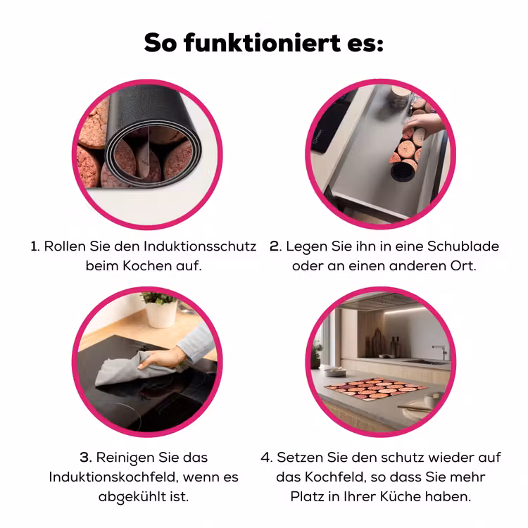 Kurk - Patroon - Abstract - Modern - Rood Inductie beschermer vinyl 3mm middel -zzzzzzz-lf-werking