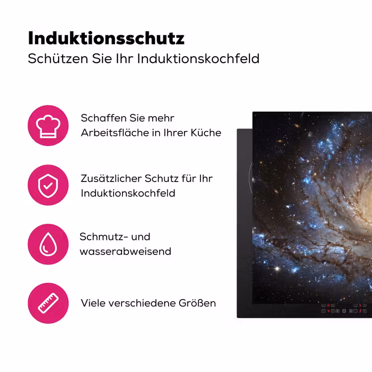 Kosmos - Sterrenstelsel - Donker Inductie beschermer vinyl 3mm klein -zzzzzzz-lf-ups