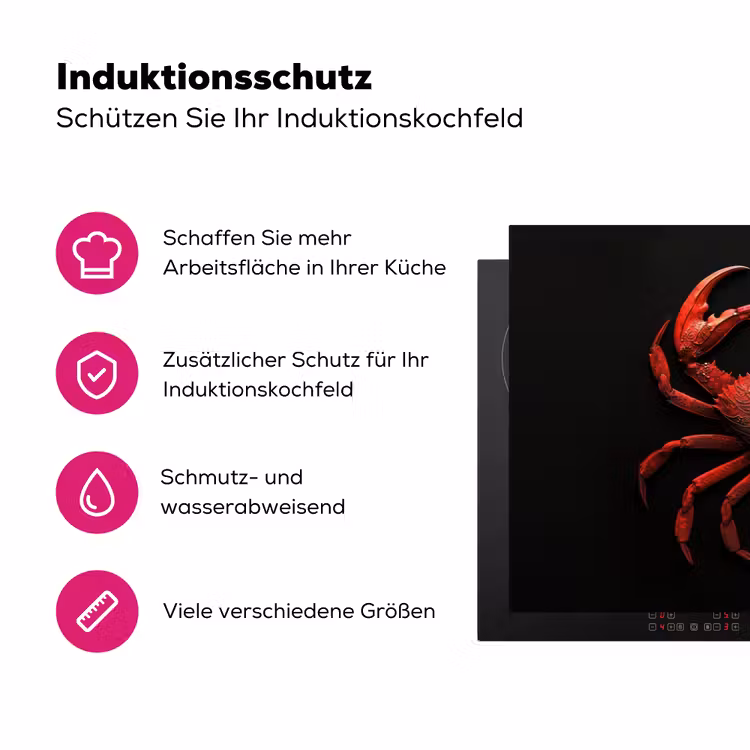 Krab - Rood - Vissen - Schaaldieren Inductie beschermer vinyl 3mm klein -zzzzzzz-lf-ups