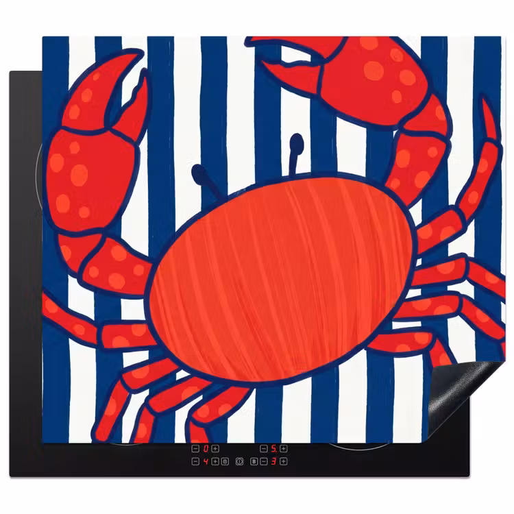 Krab - Strepen - Zeeleven - Illustratie - Rood Inductie beschermer vinyl 3mm middel -3d