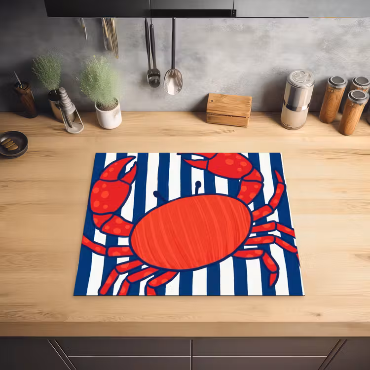 Krab - Strepen - Zeeleven - Illustratie - Rood Inductie beschermer vinyl 3mm middel -sfeer5