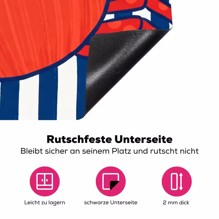 Krab - Strepen - Zeeleven - Illustratie - Rood Inductie beschermer vinyl 3mm middel -zzzzzzz-lf-onderkant